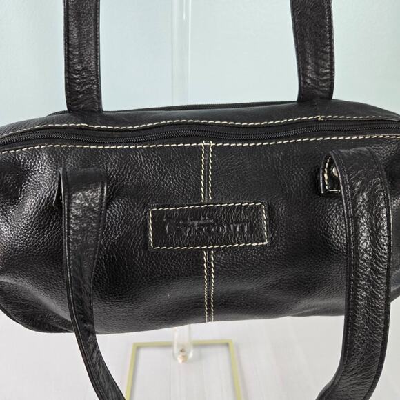 Sophia Visconti Pebble Leather Shoulder Strap Purse Satchel with White Stitching - Picture 7 of 9